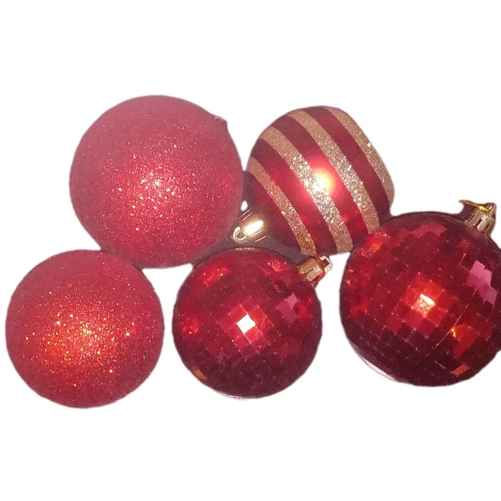 14 Red & Gold‎ Shatterproof Plastic Spiral Droplet Ball Christmas Tree Ornaments